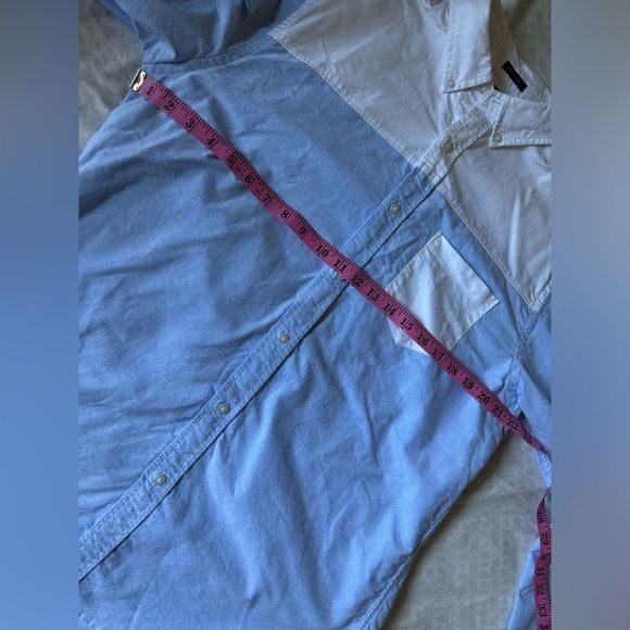 RYE regular white and blue button down shirt size L Tall - Picture 7 of 10